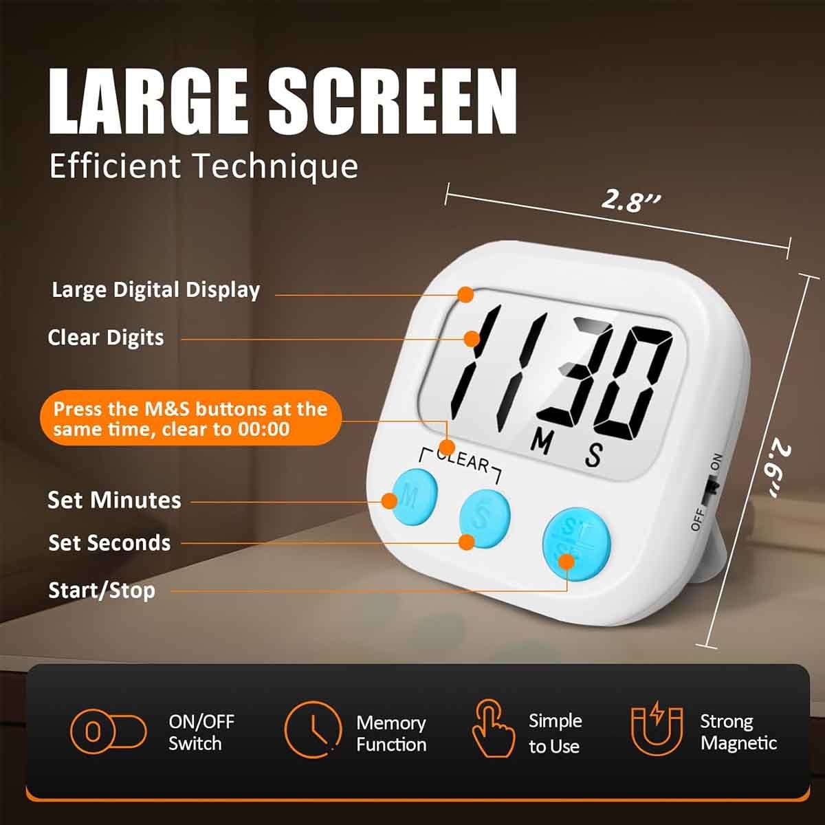 2-pack digital kitchen timers, countdown, stopwatch,classroom timer for teachers