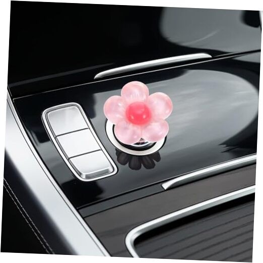 2 Pcs Cute Pink Car Accessories, Girly Pink Flower Push to Start Button Cover