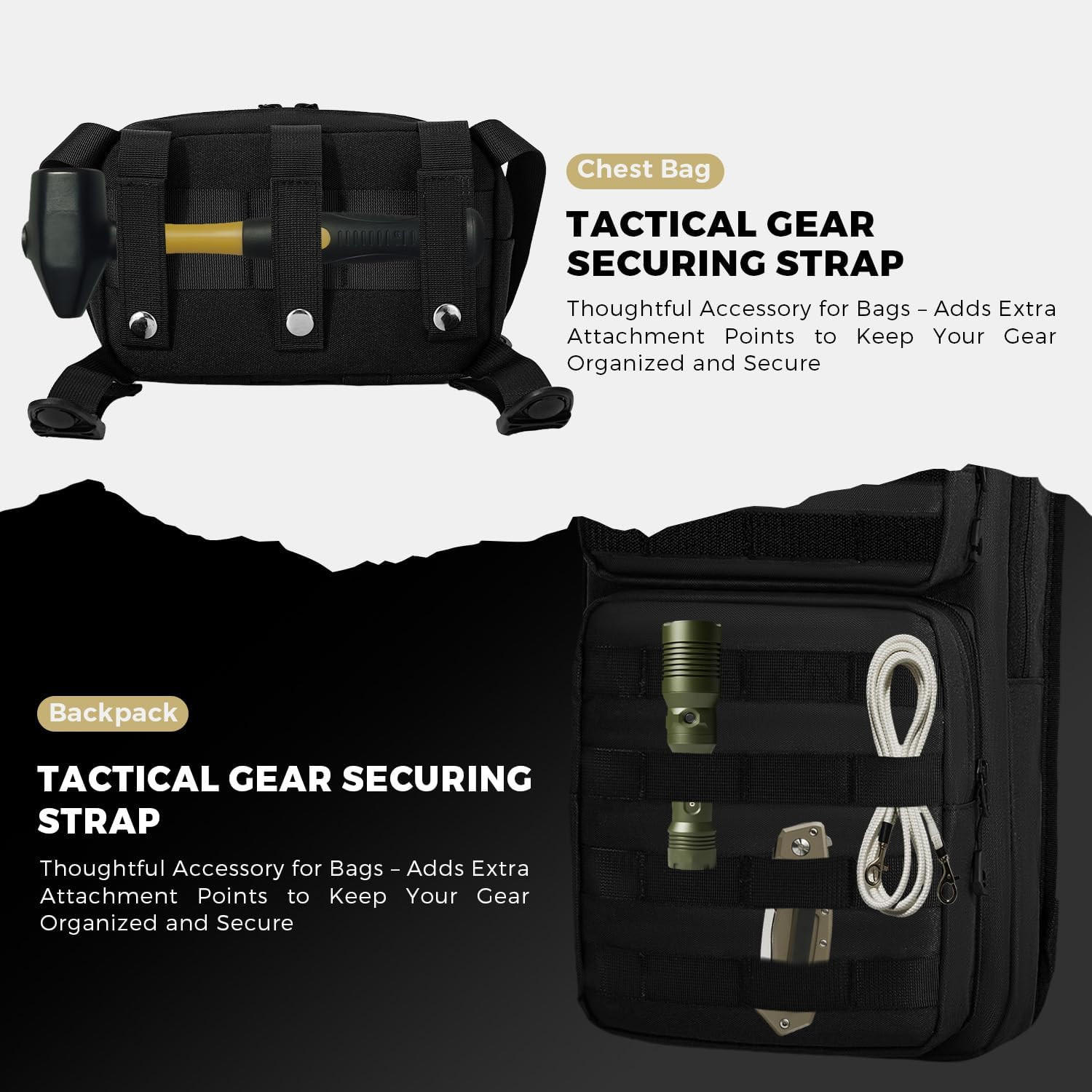 Tactical Hydration Backpack with 2L Water Bladder and Front Small Tactical Pouch