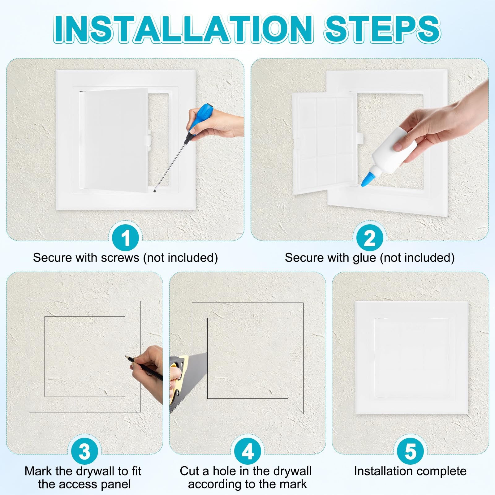 2-Pack Access Panel for Drywall, 4.5x4.5 Inch Plastic Wall Hole Cover Access ...
