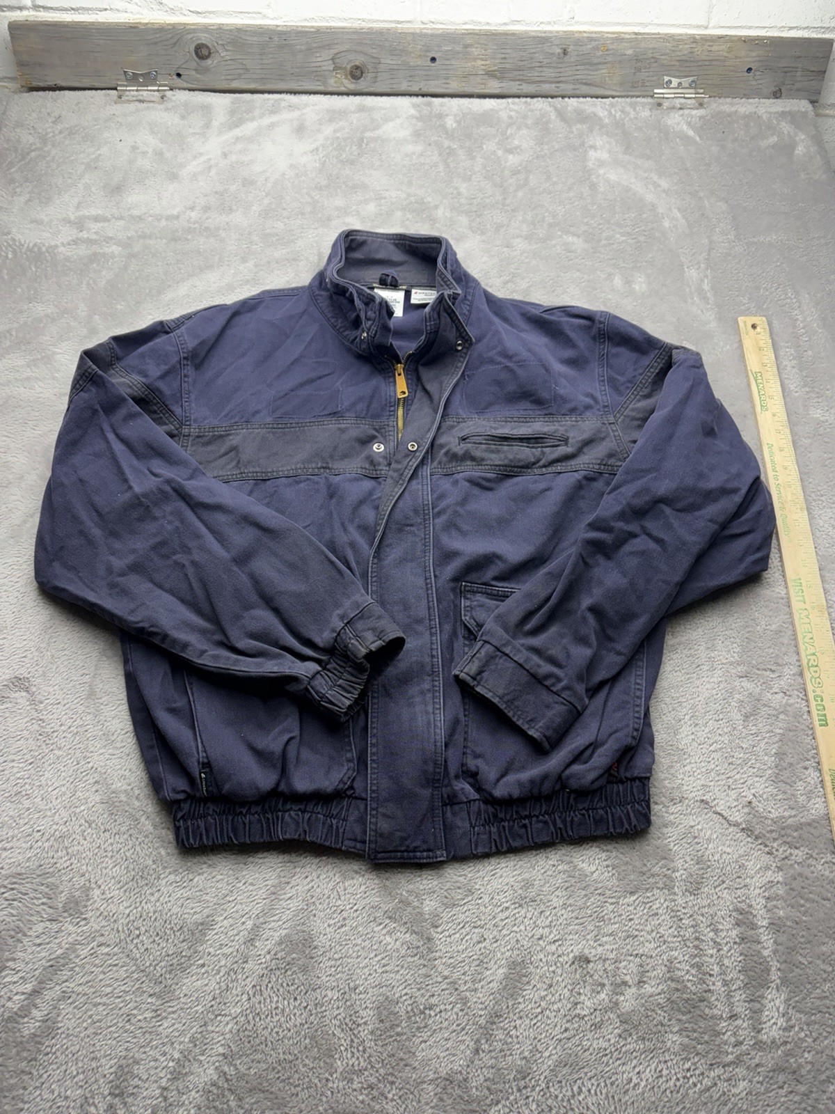 Workrite FR Jacket Mens Large L  Blue Flame Resistant Coat Full Zip Workwear