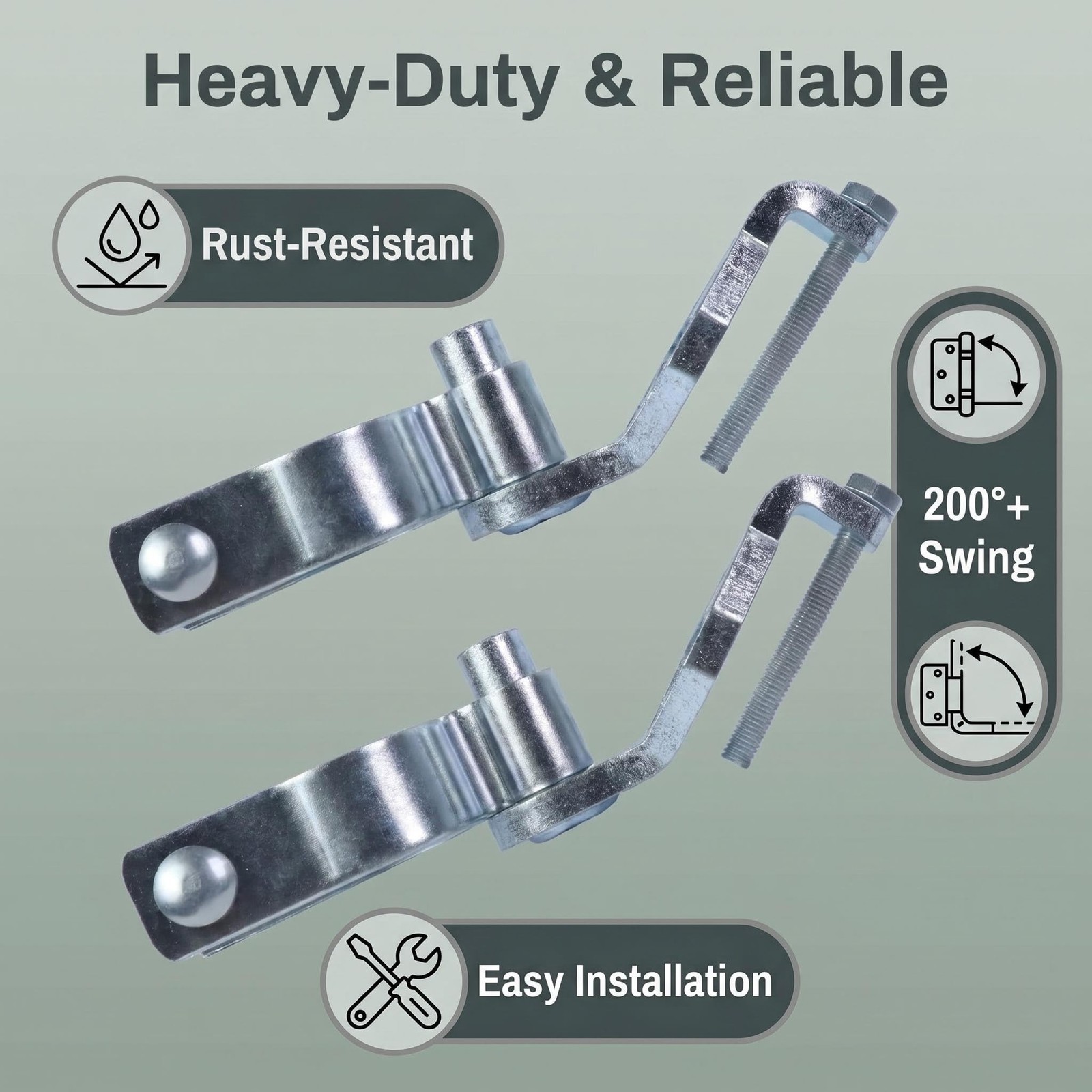 Complete T-Post Gate Hinge Assembly Kit, Galvanized Steel 1-5/8 Inch Chain Li...