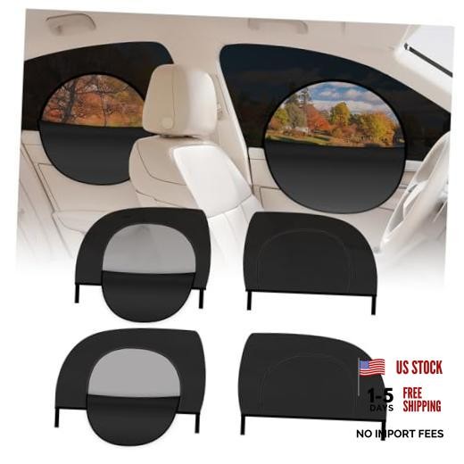 4PCS Upgraded Car Window Shades with Zipper—Mesh Breathable Covers