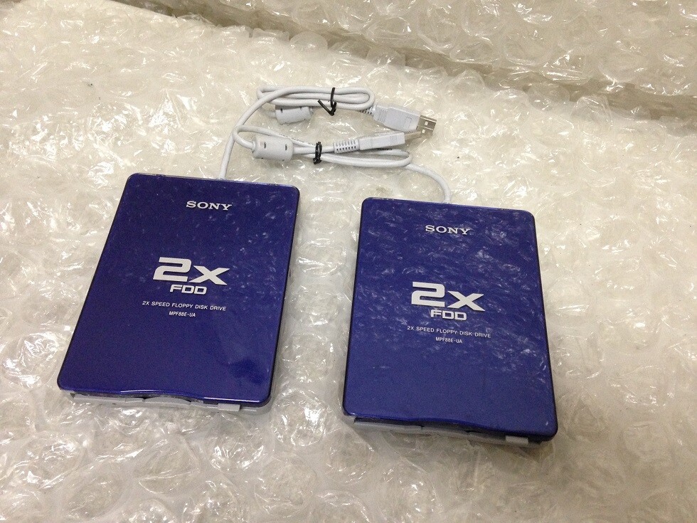 LOT OF 2 Sony 2X FDD MPF88E-UA External USB 3.5" Blue Floppy Disk Drive