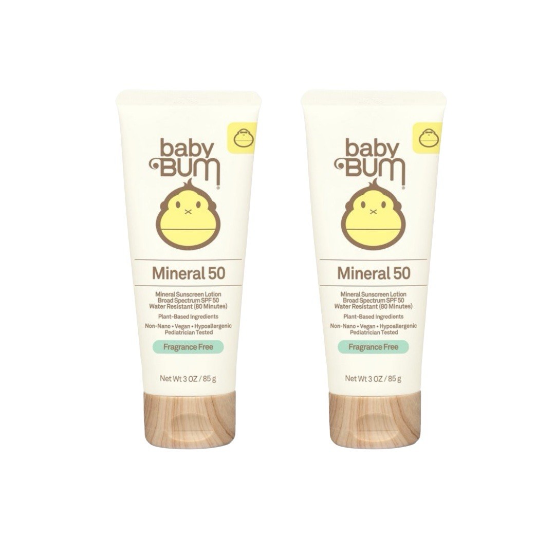2 PK Baby Bum SPF 50 Sunscreen Lotion Mineral UVA/UVB Face and Body Protection