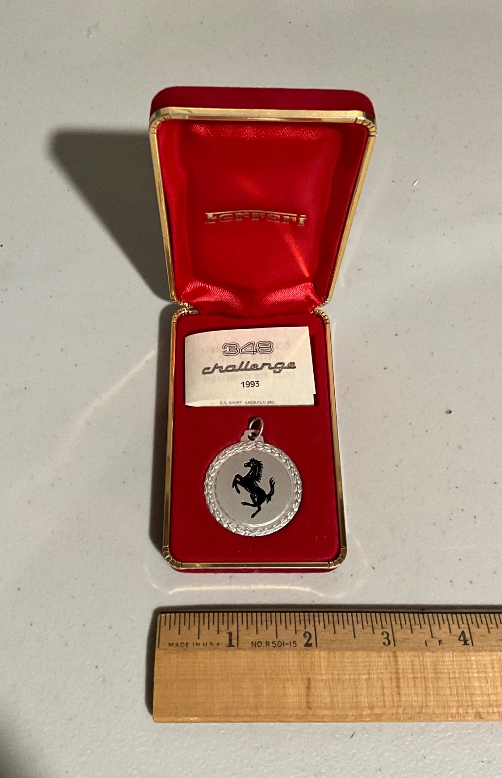 Ferrari 348 Challenge |  launch medallion | 1993 | 189/250 | Owners & Driver’s