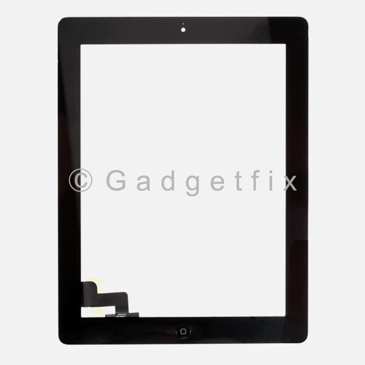 Black Front Panel Touch Screen Digitizer Glass + Home Button Adhesive for iPad 2