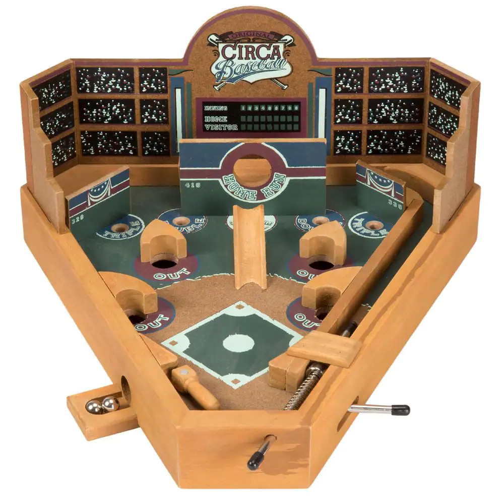 Tabletop Baseball Pinball Game Durable Wood MDF Shape Diamond Nostalgic Ballpark