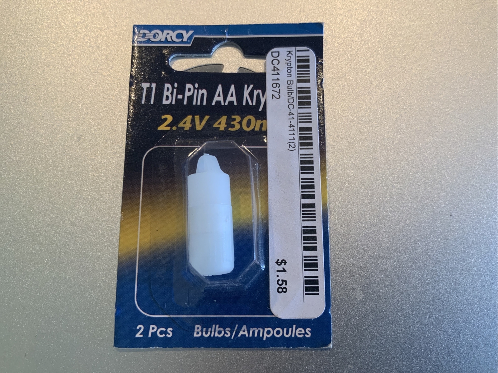 Dorcy T1 Bi-Pin AA Krypton 2.4 v 430 mA 2 pc.,  FREE SHIPPING