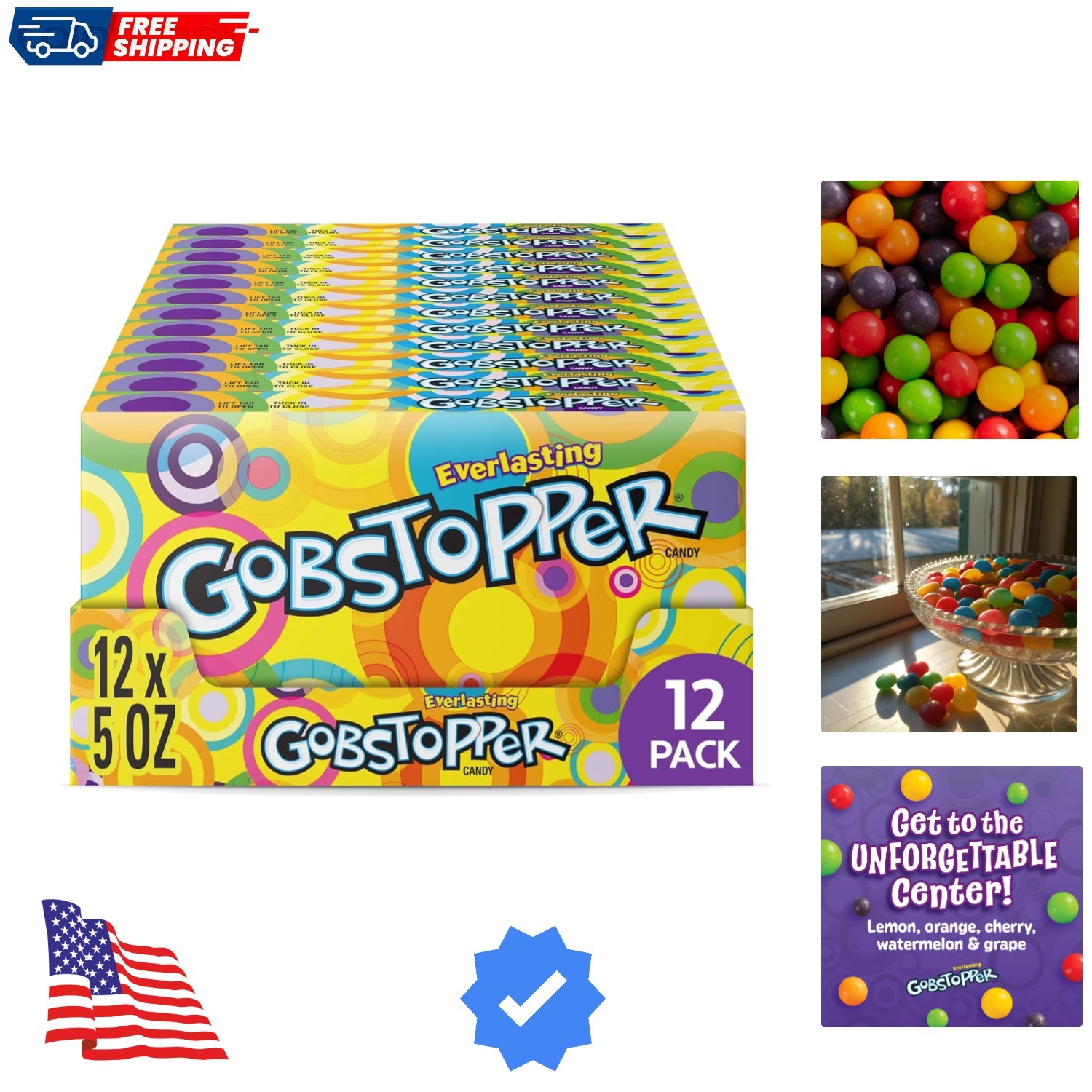 Everlasting Gobstopper, Candy, Jawbreaker Candy, 5 oz 12 ct