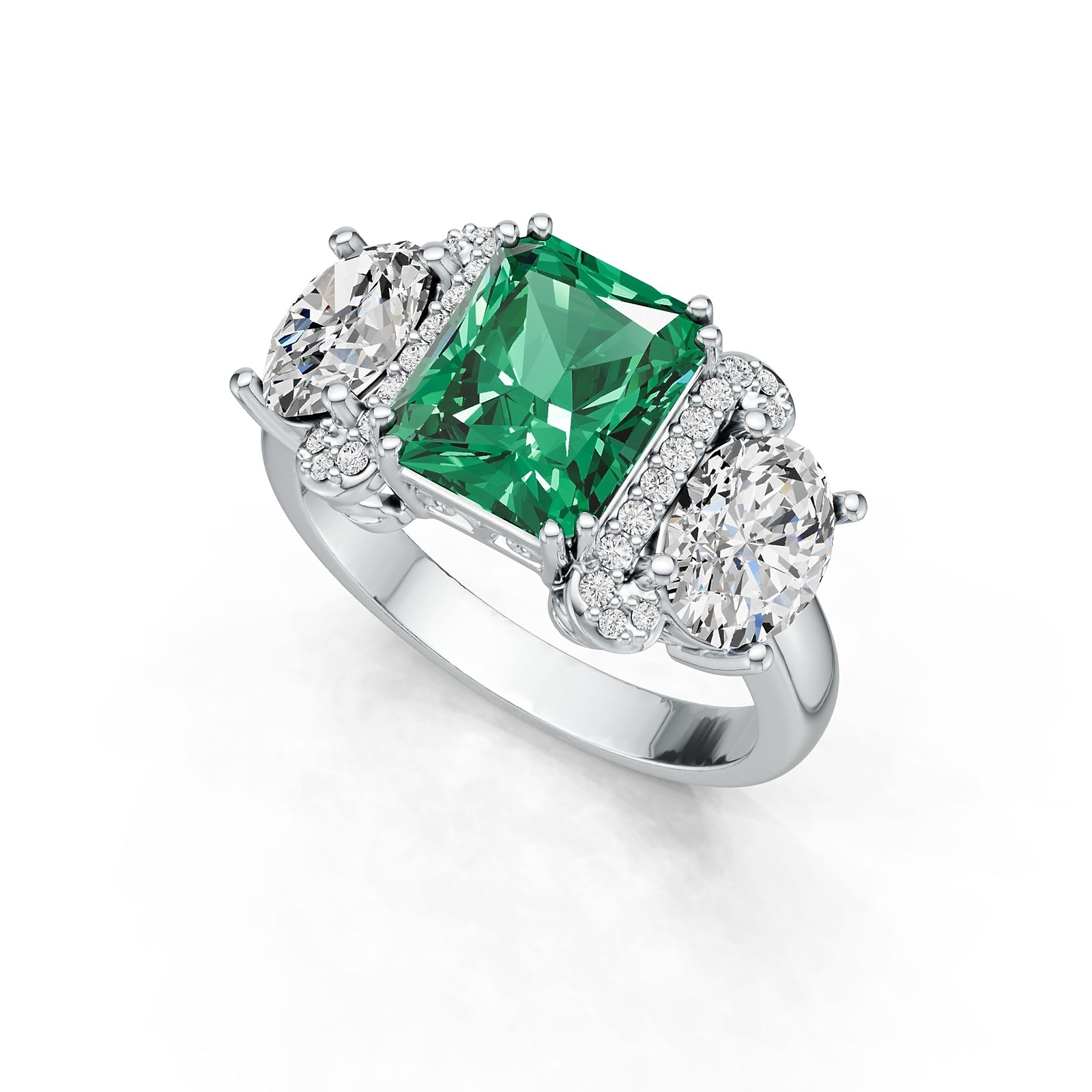 Sterling Silver Semi Mount Ring Setting Emerald OCT 10X8mm OV 8X6mm