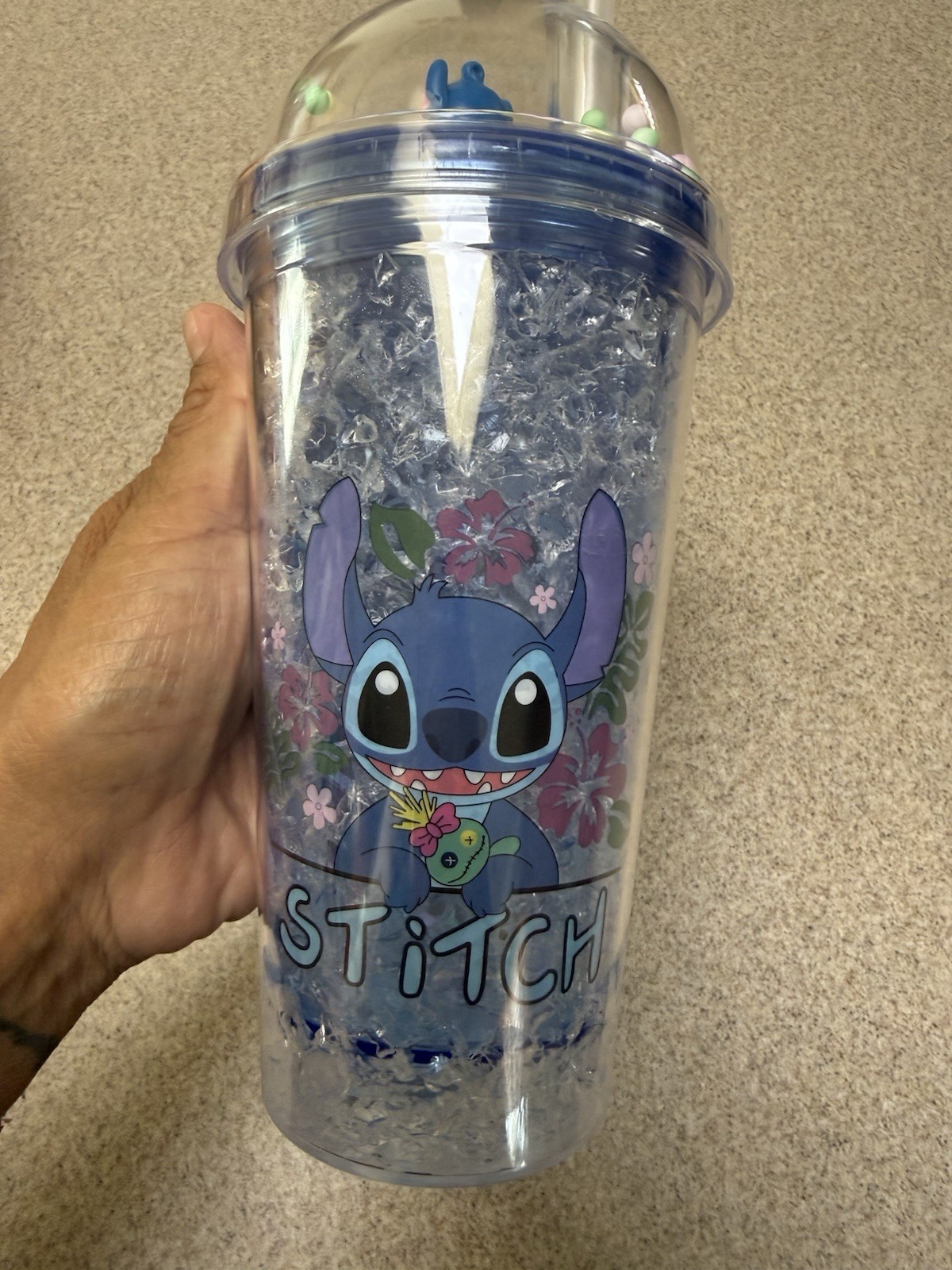 Stitch Inspired Snow Globe Tumbler with Straw – New Without Tags
