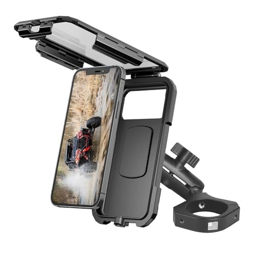 UTV Phone Mount with Waterproof Protector, 360 Degree Adjustable Holder,