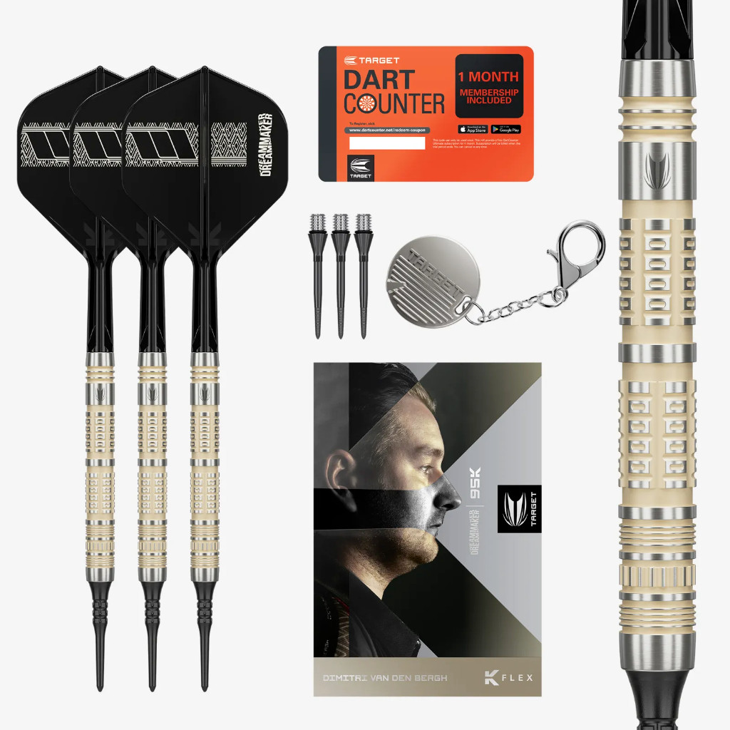 TARGET DIMITRI VAN DEN BERGH 95K 19 GRAM 95% TUNGSTEN SOFT TIP DARTS 210392