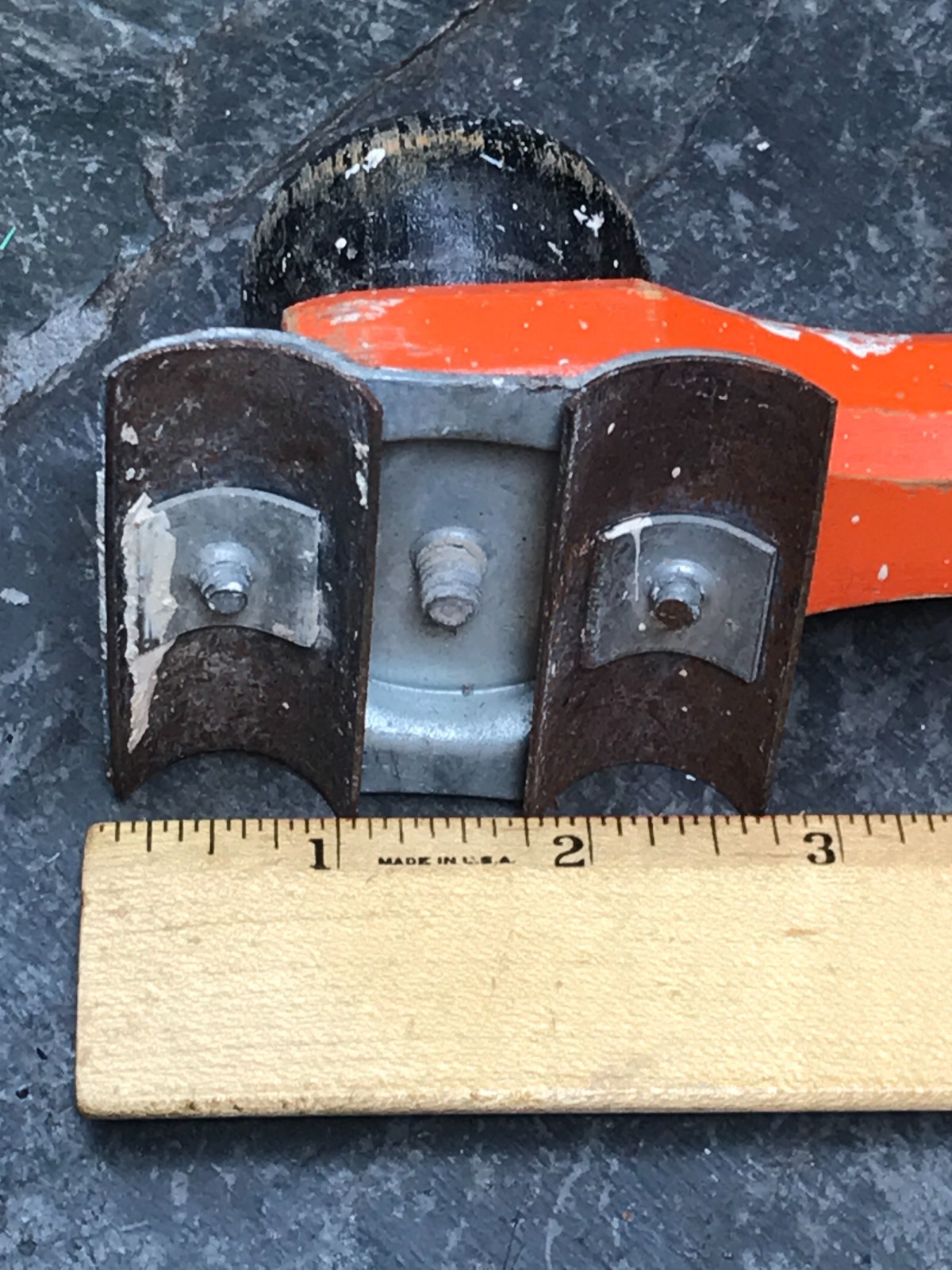 Vintage Old Orange 2-1/2" Scraper Head Wood Handle Tool