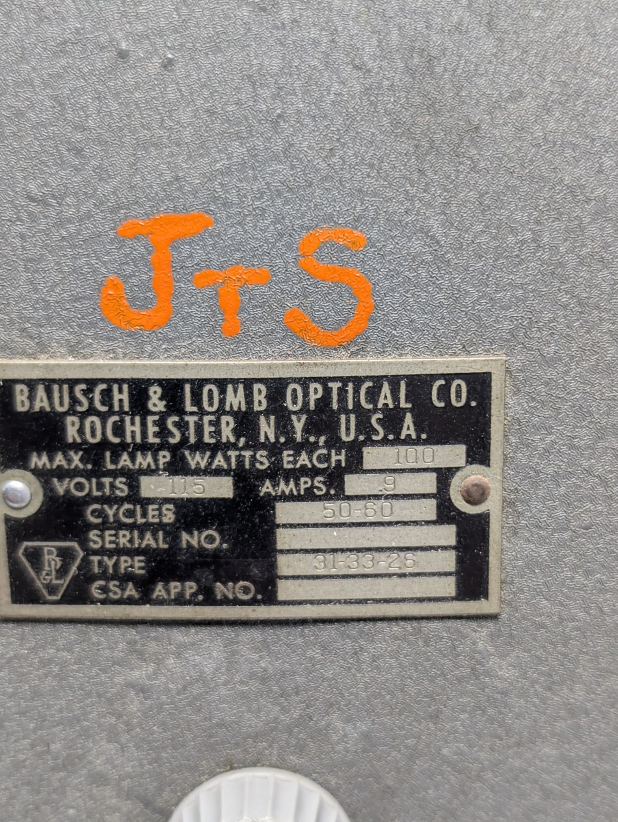 Bausch & Lomb 31-33-26 100 Watt Light Source Microscope Projection Lamp