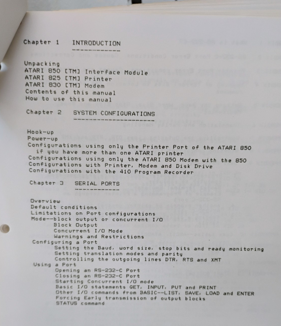 Atari 850 Interface Module Operator's Manual; 400/800/XL/XE - Used
