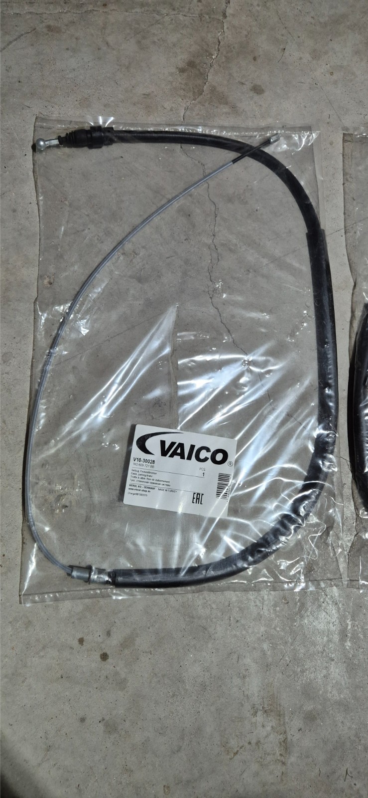 Vaico V10-30028 - Parking Brake Cable, Rear Left - Volkswagen VW Audi V1030028
