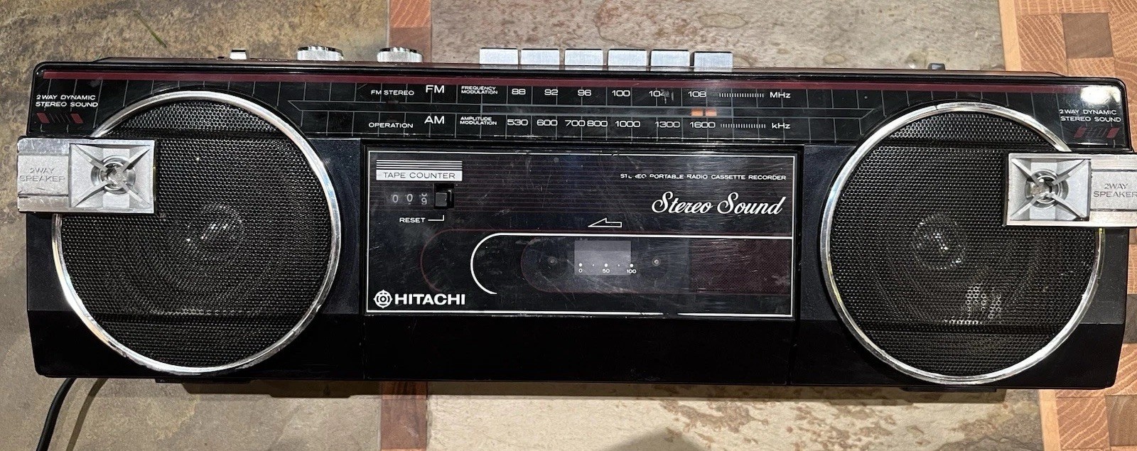 1980s Vintage Hitachi TRK-6400H Boombox AM-FM Stereo Cassette Tape Recorder Cord