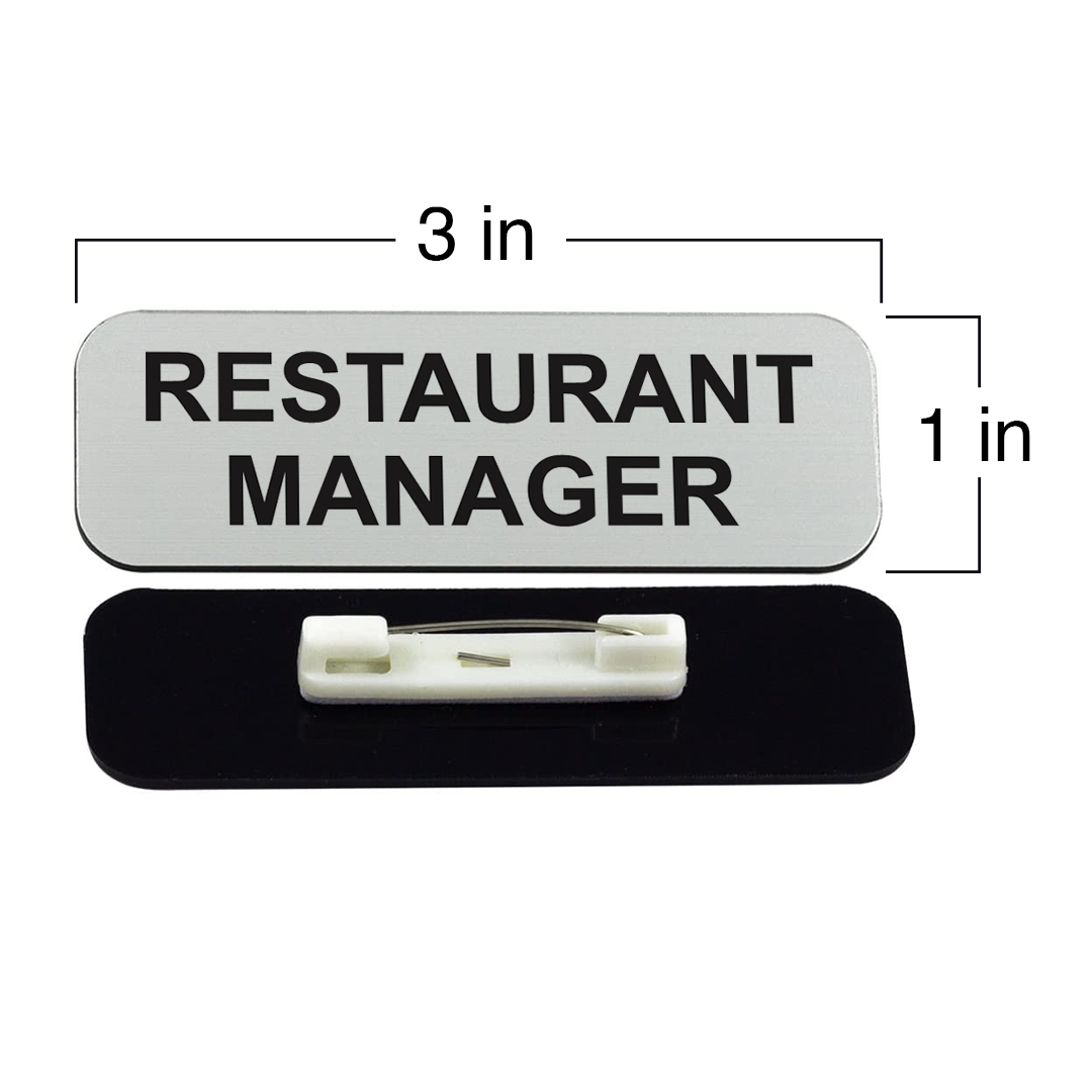 Restaurant Manager 1 x 3" Name Tag/Badge, (3 Pack)
