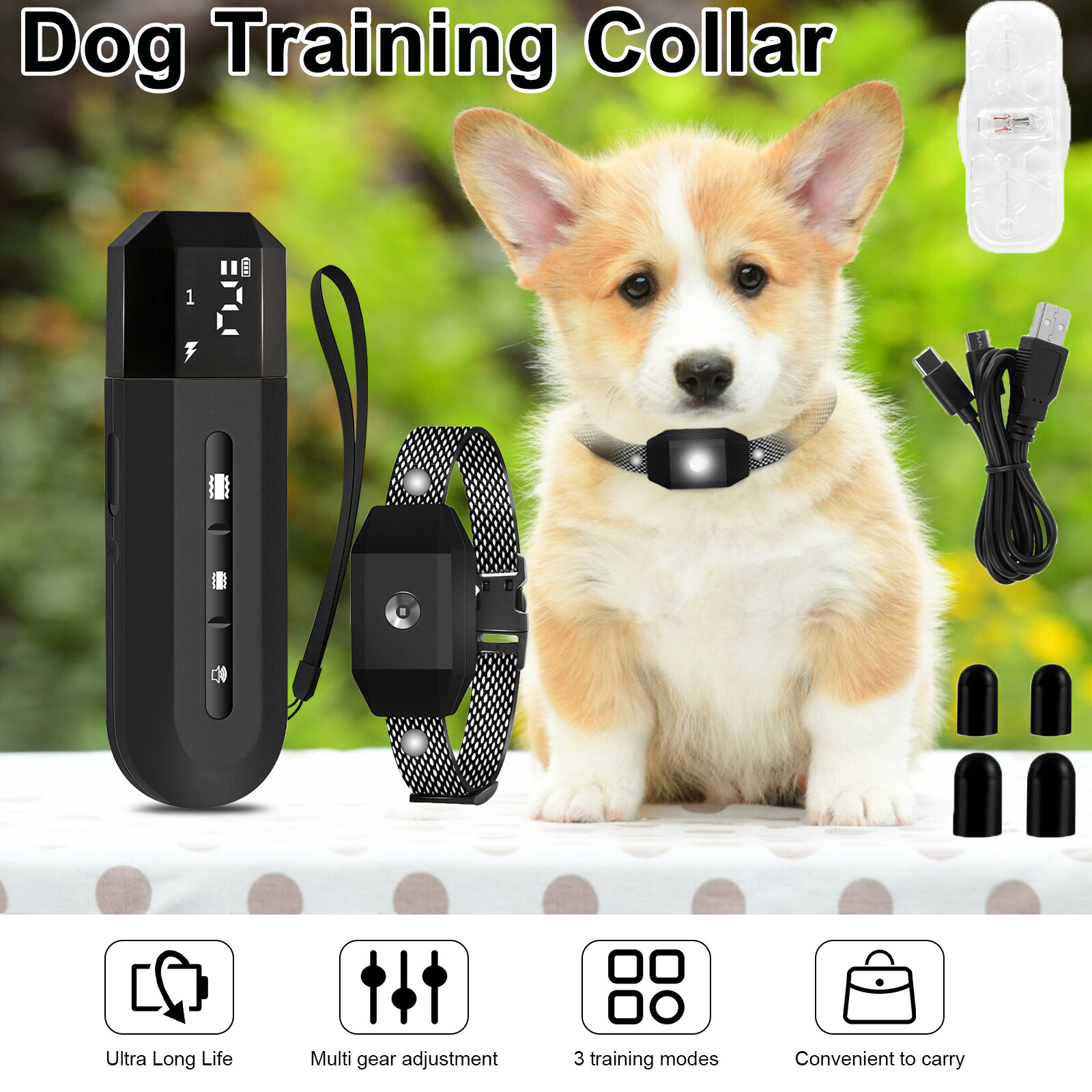3000 FT Dog Shock Vibration Training Collar Rechargeable Waterproof Pet Trainer