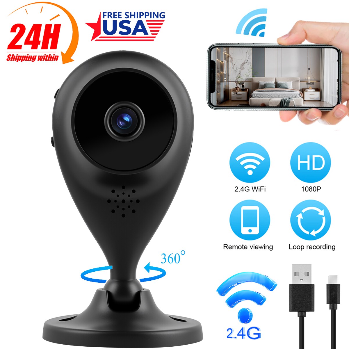 NEW 1080P Wireless 2.4G WiFi Indoor/Outdoor Camera Night Vision Security System