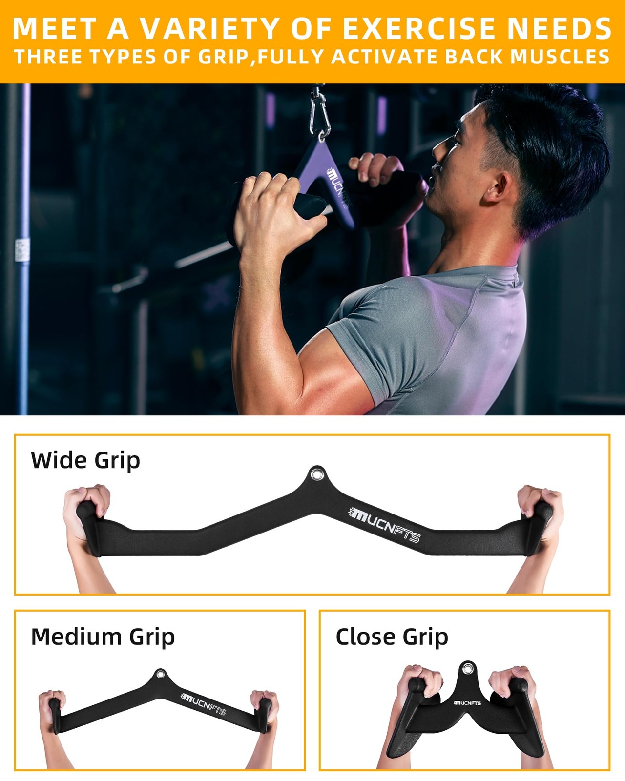 LAT Pulldown Attachments, Thickened Ergonomic Back Tricep Training Handle, LA...