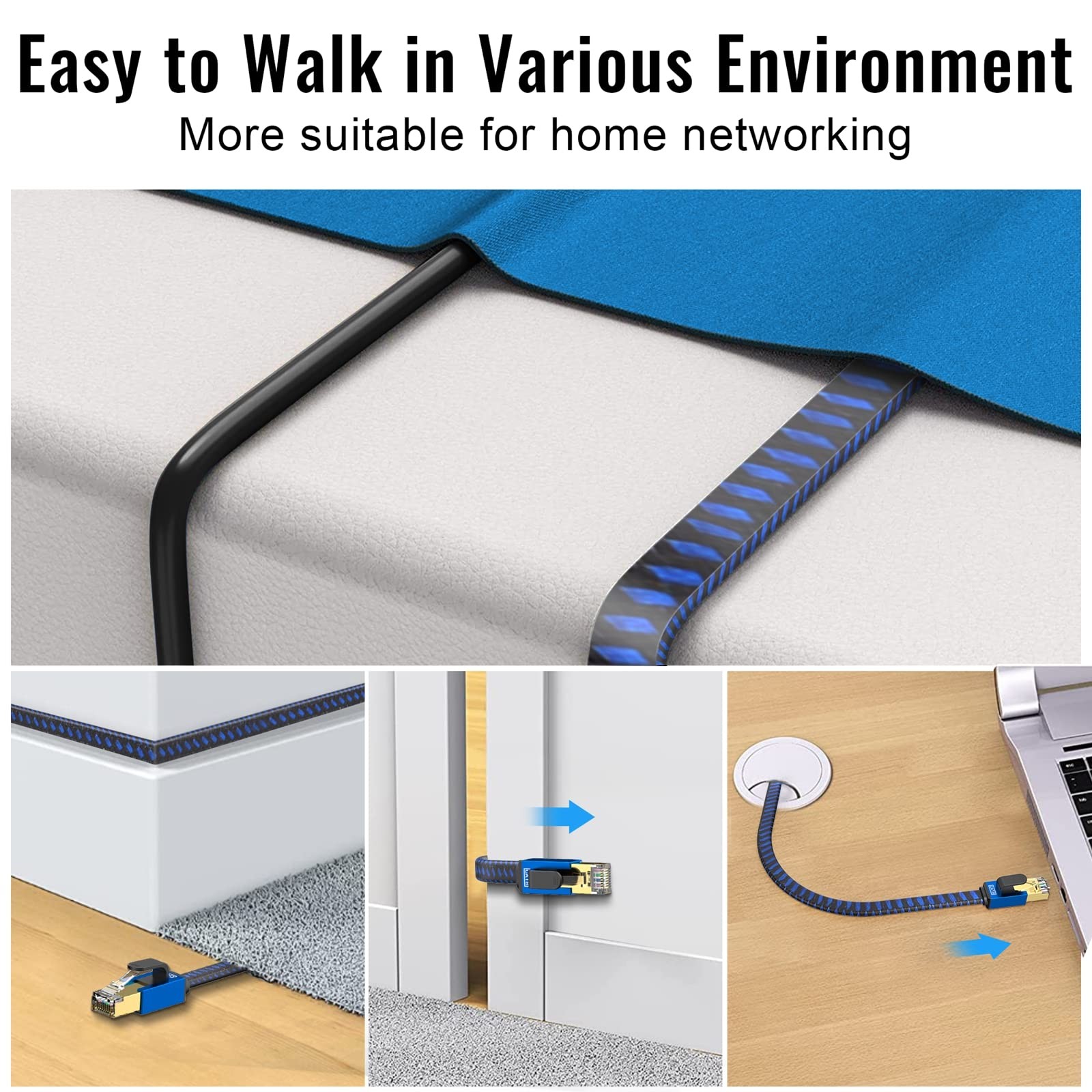 5FT Cat 8 Ethernet Cable High Speed Internet Nylon Braided Network Cable