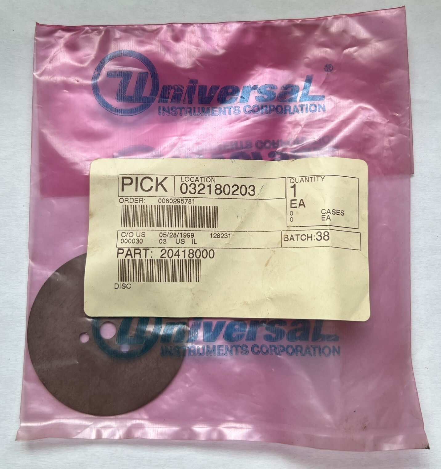 20418000 DISC Universal Instruments Genuine Replacement Parts
