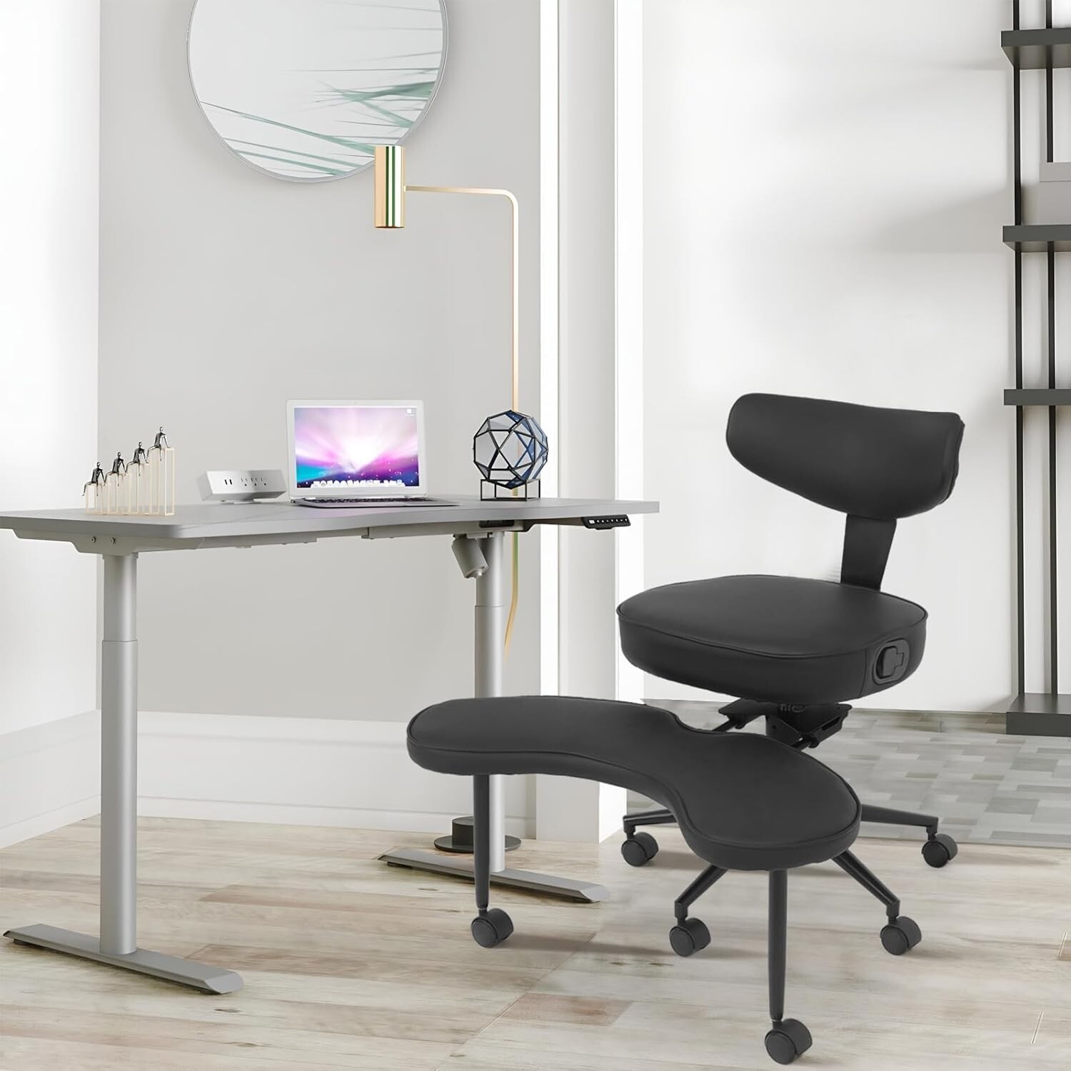 ELECWISH Criss Cross Legged Chair w/ Wheels Armless Swivel Office Desk Chair