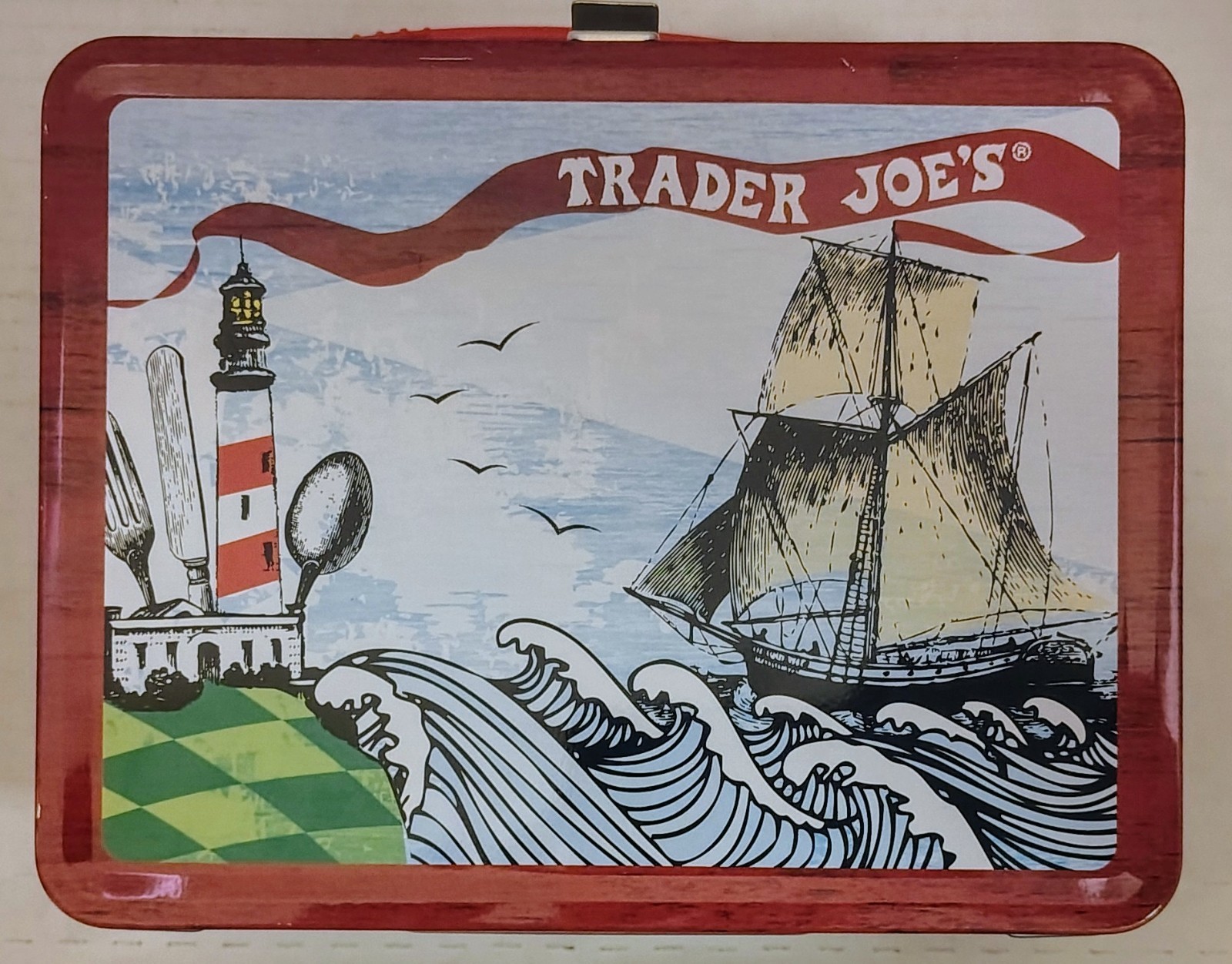 Trader Joe’s Metal Lunch Box w/ Corn Can Thermos – 2009 Manager’s Meeting – NEW