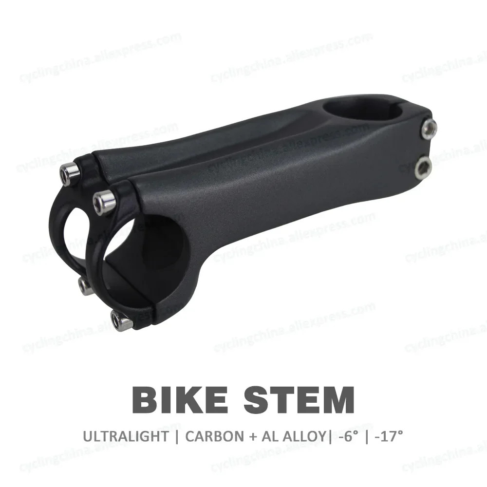 Carbon Clamp Bike Stem -6/17 Degree Ultralight Mountain/Road Bike Stem 70-130mm