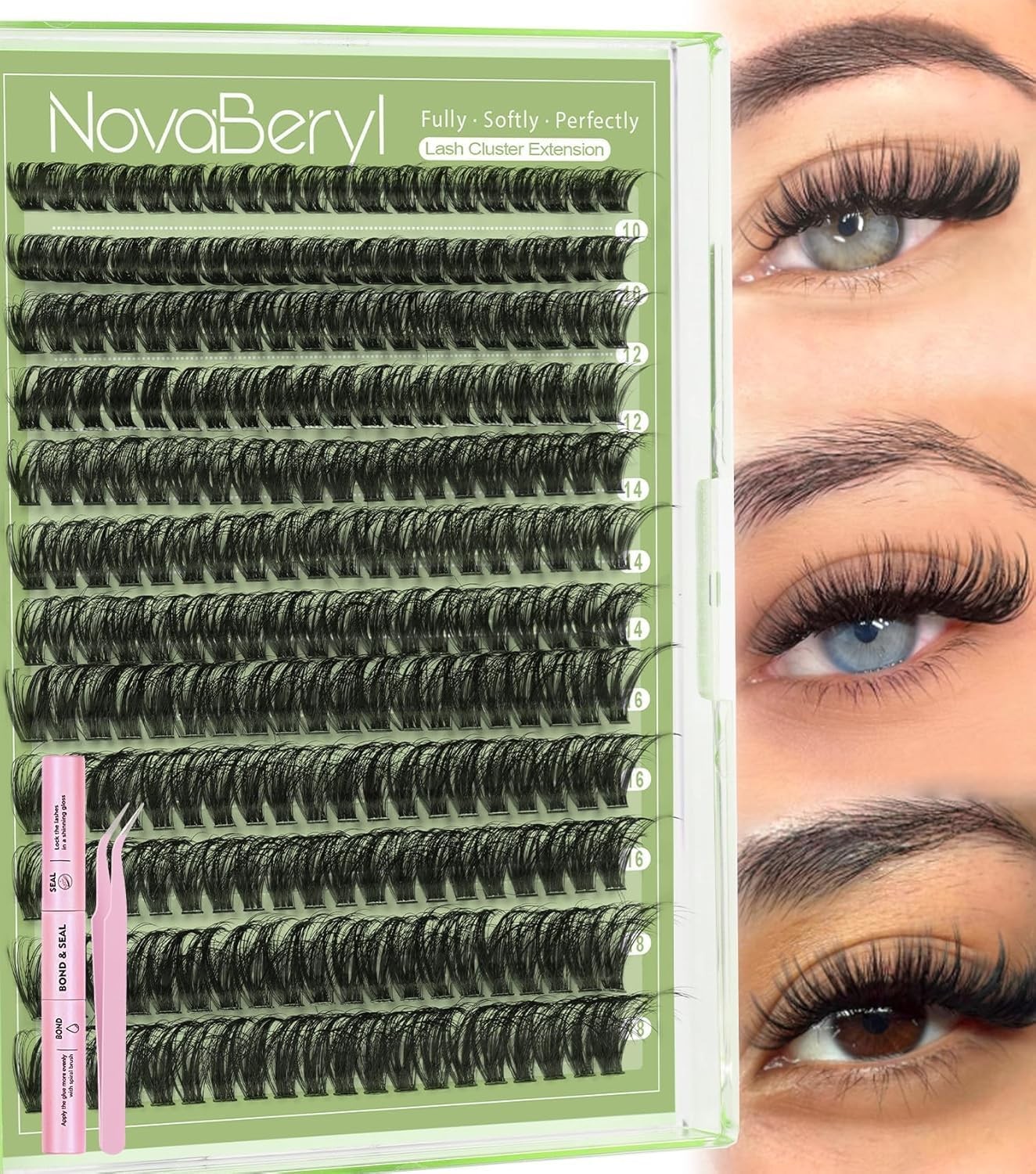 Fluffy Lash Clusters Kit 60D Eyelash 3D 240 count (Pack of 1), Black