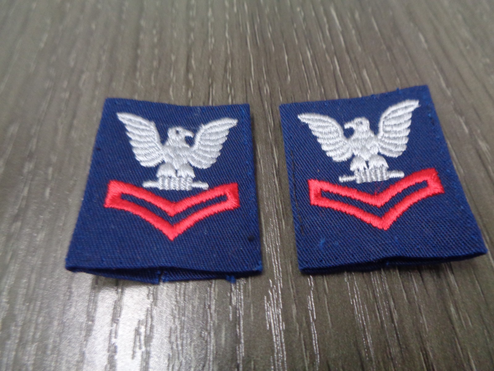 USN NAVY USN NAVY BLUE PATCH SET COVERAL E5 DEVICE PETTY OFFICER  USGI  USED