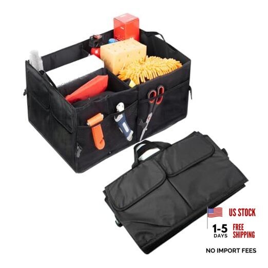 Mandark Car Trunk Organizer, Collapsible Multi Compartment Vehicle Black