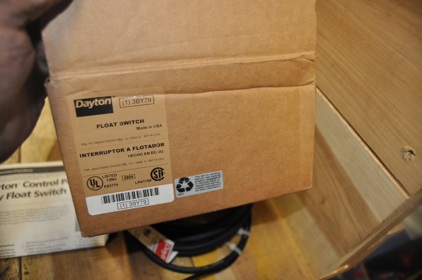 Dayton 3BY79 Float Switch 115V 10 amps