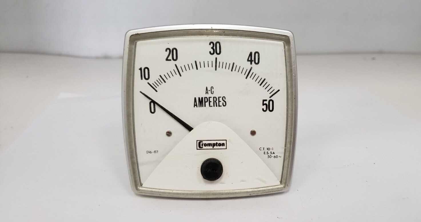 CROMPTON 016-02AA-LSNT PANEL METER, 0-50 A-C AMPERES, NNB