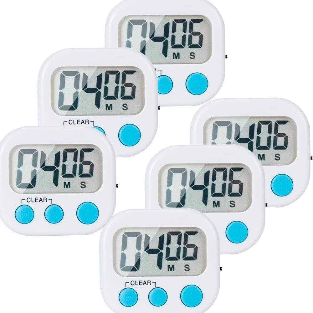 LinkDm 6 Pack Small Digital Kitchen Timer Magnetic Back and ON/Off Switch,Minute