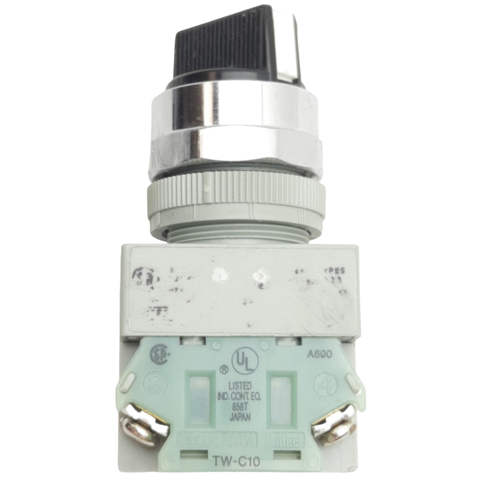 IDEC ASW21L20-304 Black 2-Position Maintained Selector Switch ø22mm, 2NO