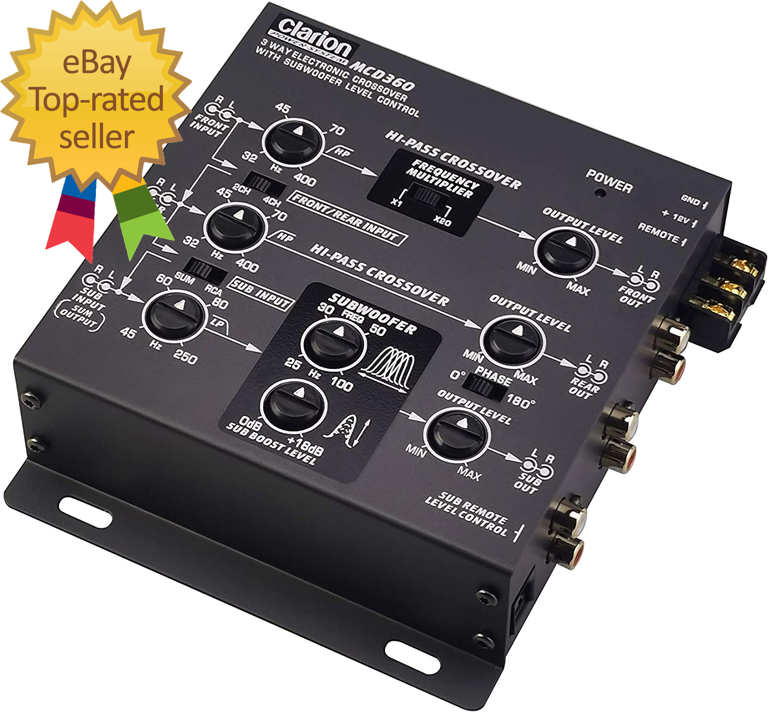 Mobile Electronics Mcd360 3 Way 6 Channel Electronic Crossover with Subwoofer