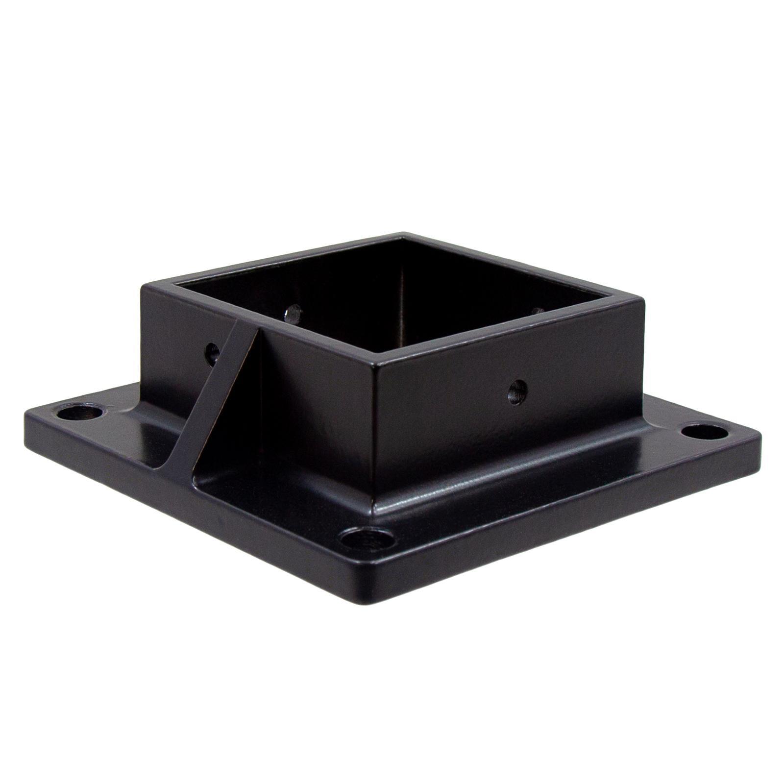 Floor Flange for 3" x 3" Square Aluminum Fence Posts - Deck Mount (Black)