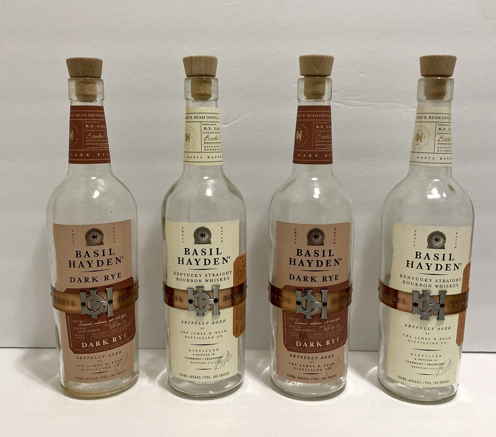 Basil Hayden 4 Kentucky Straight Bourbon Whiskey Bottles 750 mL Caps