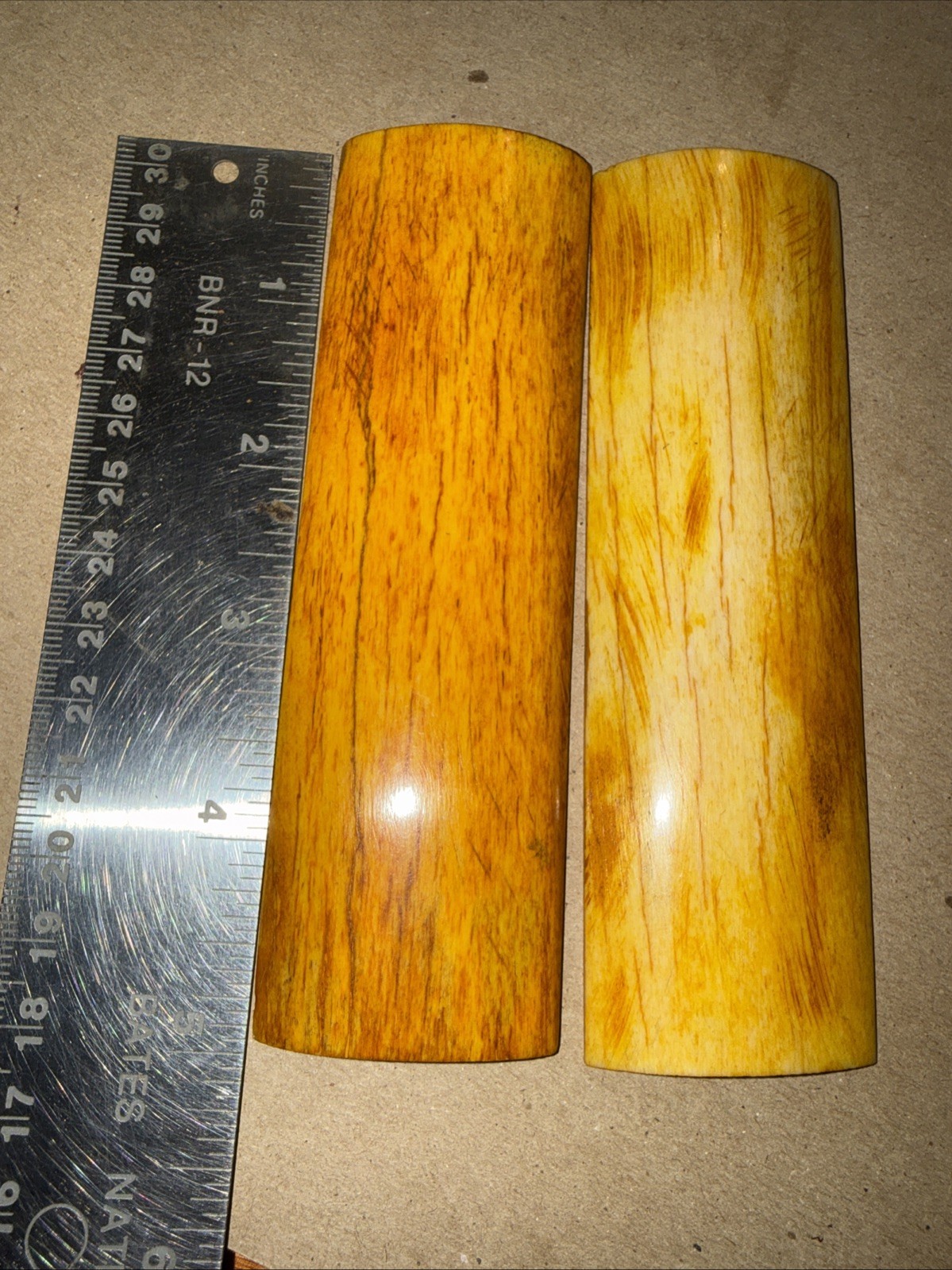 Matched Pair Stabilized Dyed Giraffe Bone Knife Handle Scales 5” X 1 1/2”