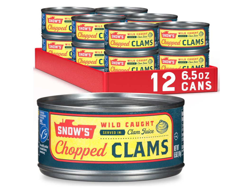 Snow's Wild Caught Chopped Clams Canned, 6.5 oz Can (Pack of 12) - 5g Protein Pe