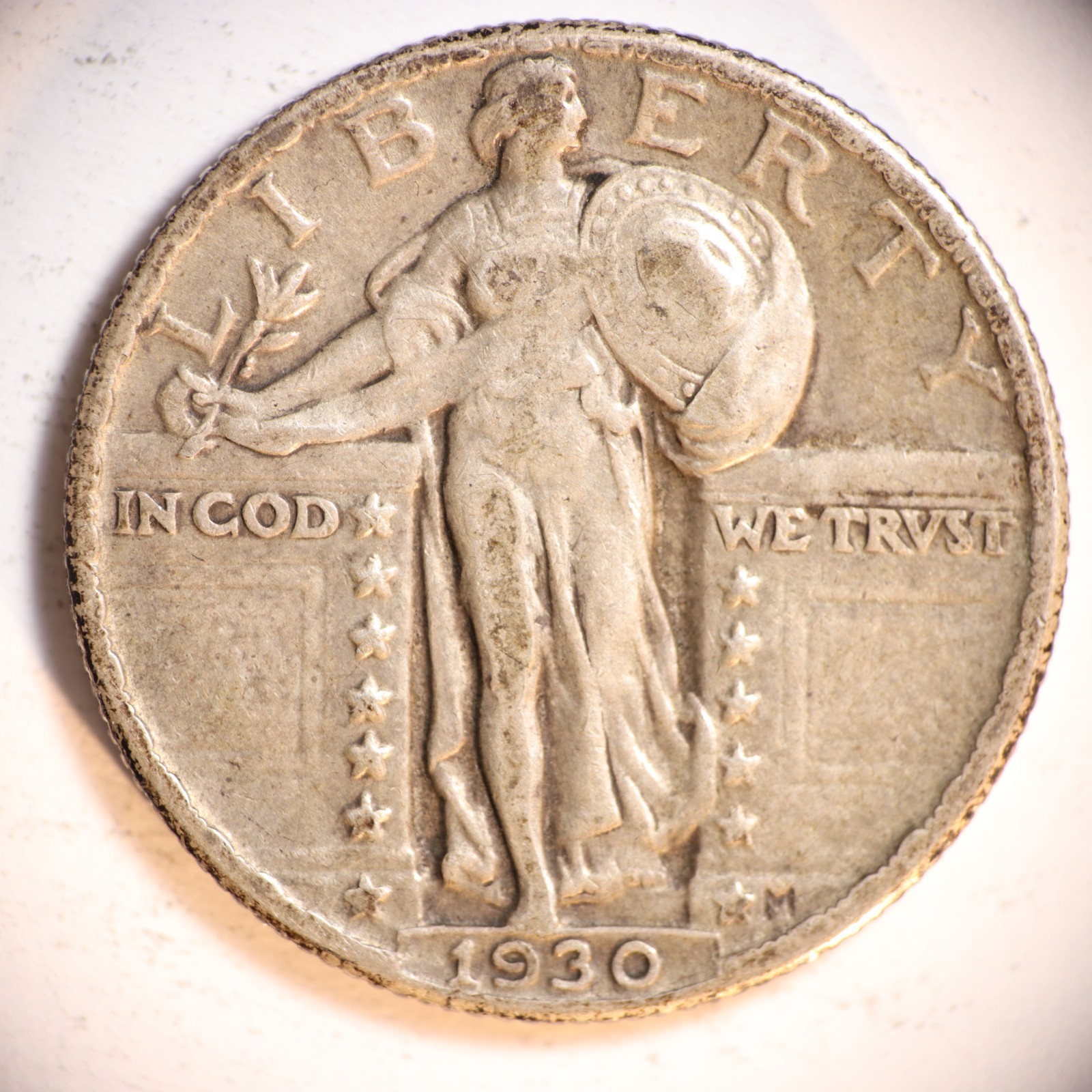 1930 P Standing Liberty Quarter 25C Cents Silver, Fine+!