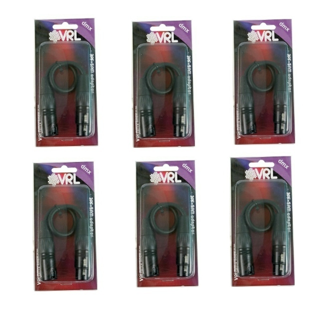 6 VRL 3 Pin Female To 5 Pin Male DMX Cable Adapter - Stage DJ XLR Data Adapter