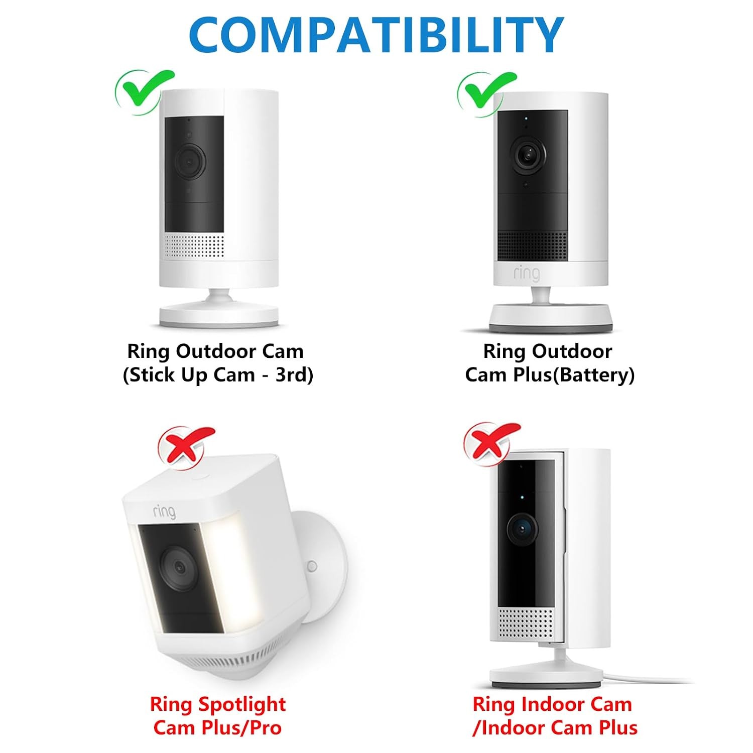 Ring Stick Up Cam & Outdoors Adjustable Security Wall Mount Bracket for Camera