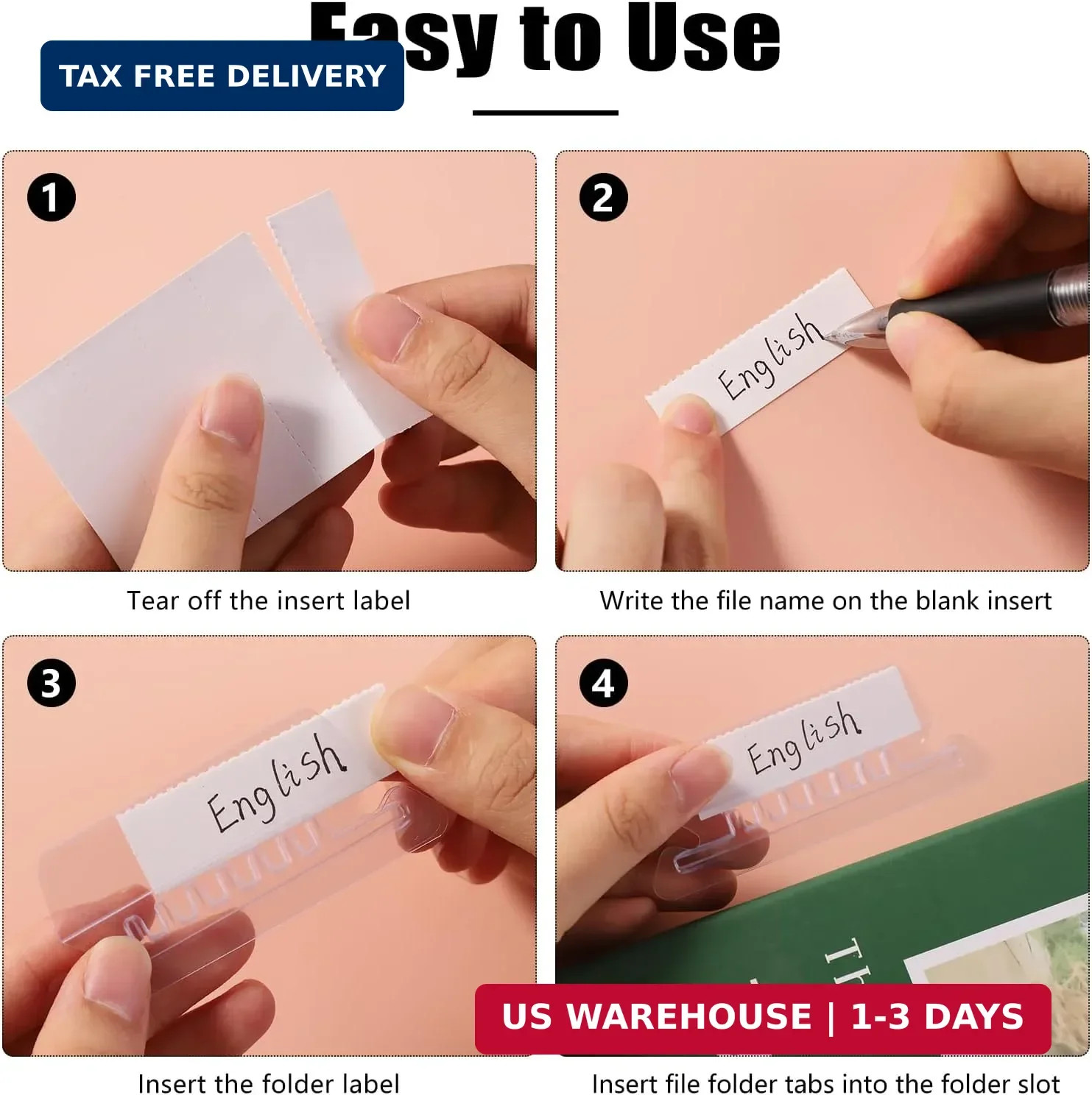 200 Pcs Hanging File Folder Tabs and 200 Pcs 2 Inch File Folder Labels | Plastic