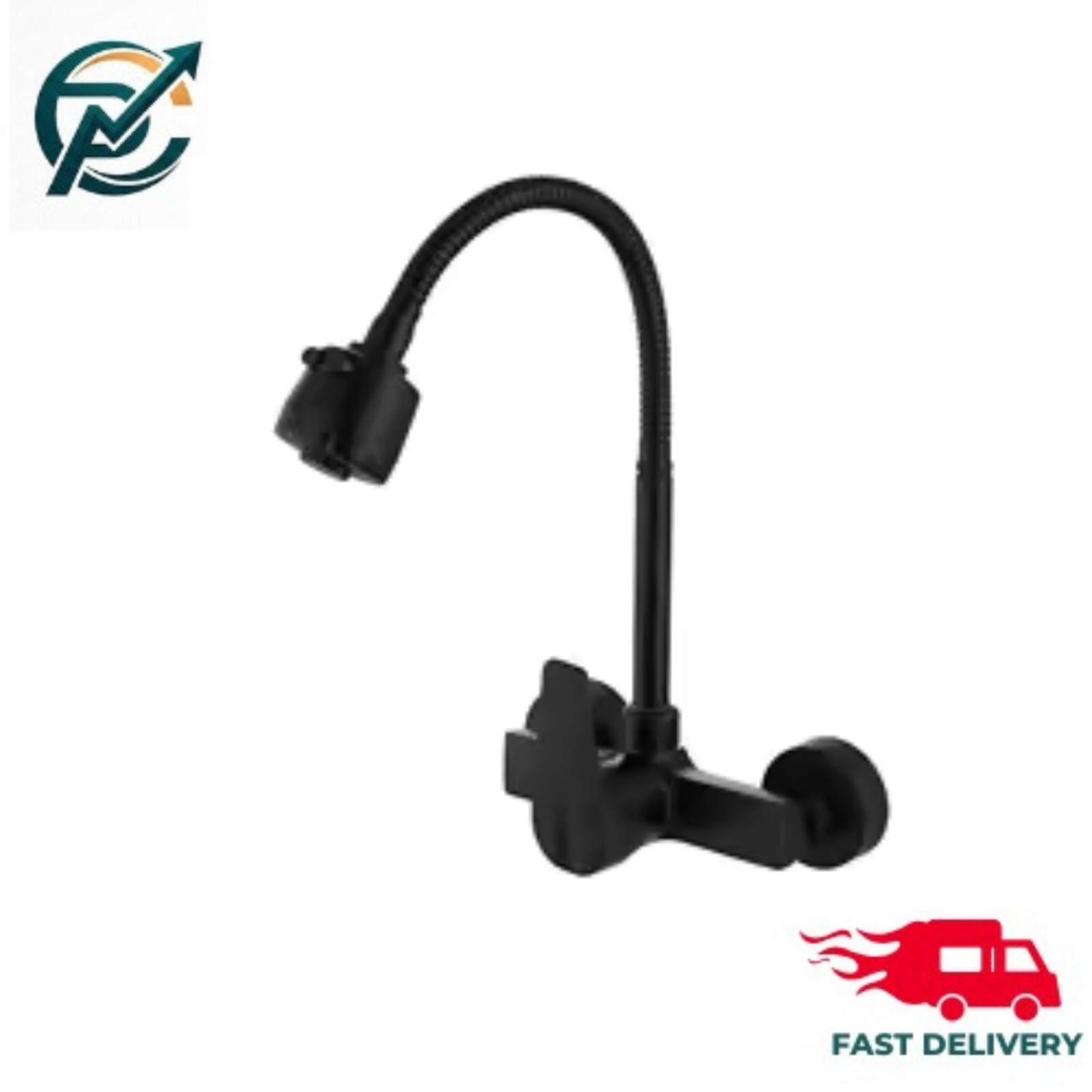 Wall Mount Kitchen Faucet 360° Rotating Spout Hot & Cold Single Handle