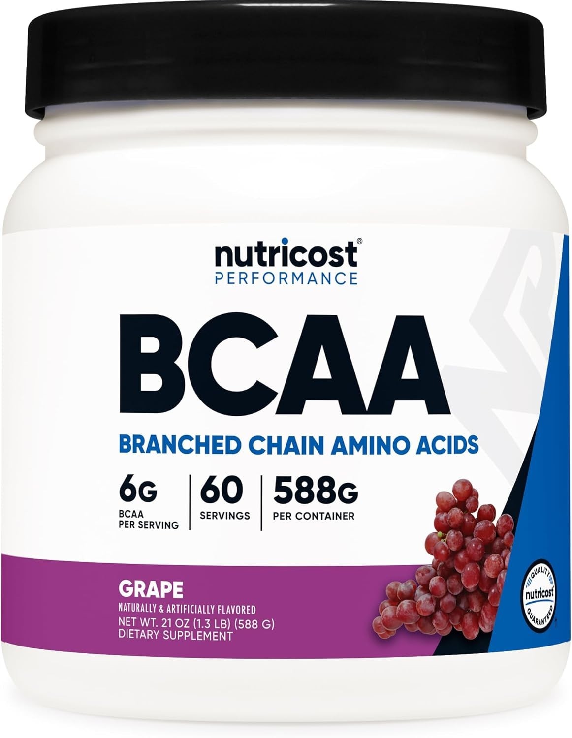 Nutricost BCAA Powder (Grape, 60 Servings) - Optimal 2:1:1 Ratio, Vegetarian Fri